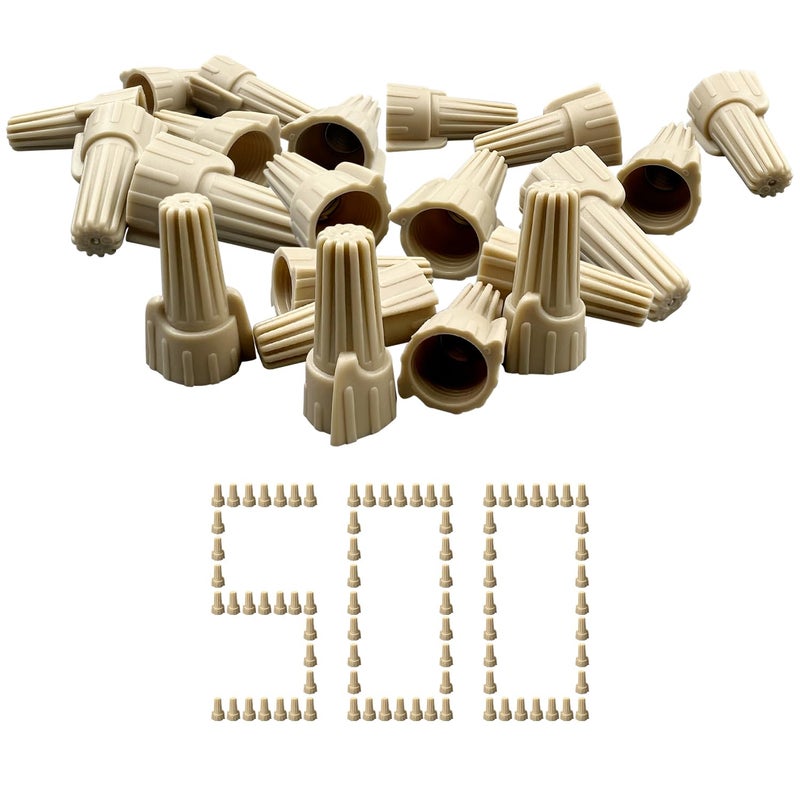DICIO Tan Winged Wire Connectors Nuts Easy-Twist 500 PCs, UL Listed Wire Cap Electrical Connectors Screw Cap tan Electrical Connectors Kit for Connect Electrical Wiring - Image 1